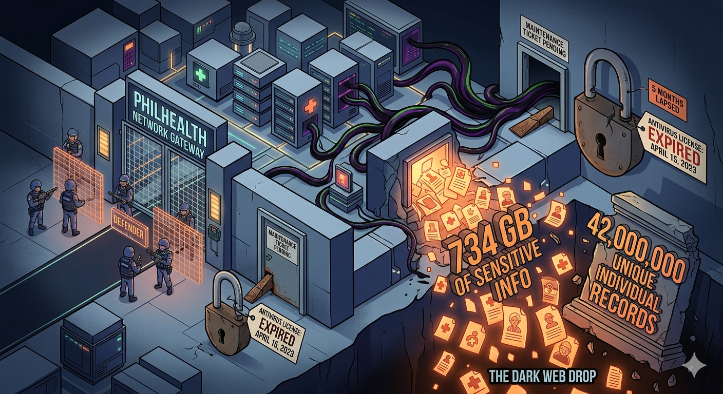Illustration of the PhilHealth breach and exposed data